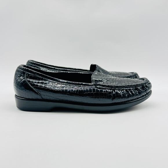 SAS Loafers Womens 6.5 Black Patent Leather Casual Comfort Shoe Slip On - Picture 1 of 12